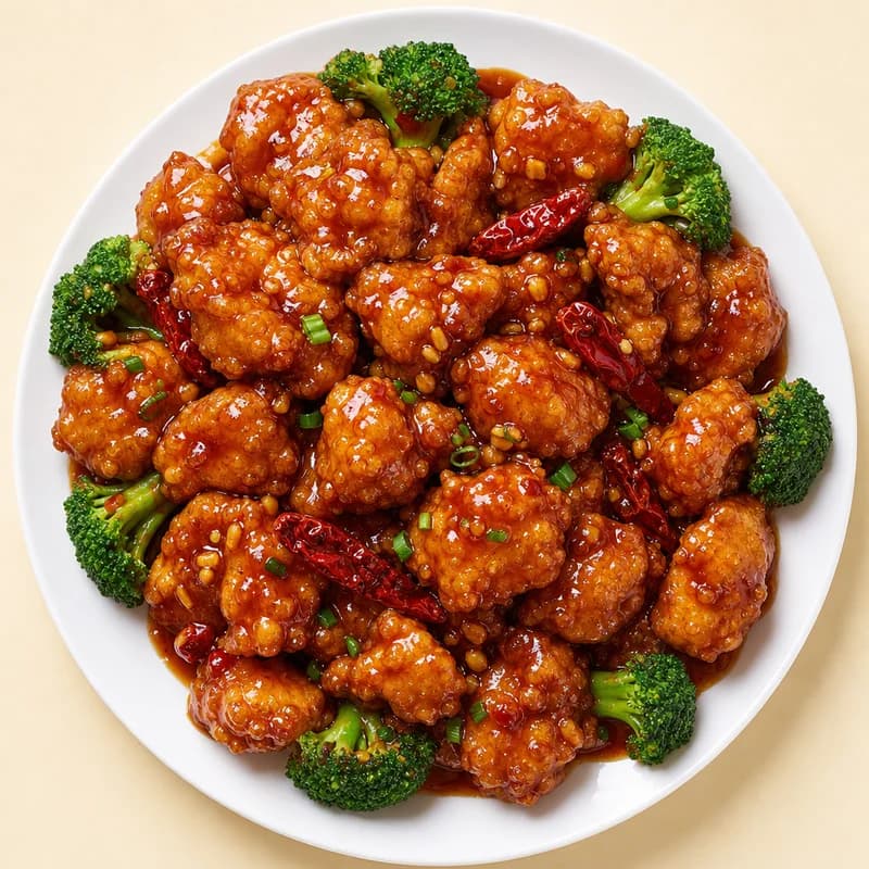 General Tso's chicken in a sweet and spicy chili sauce